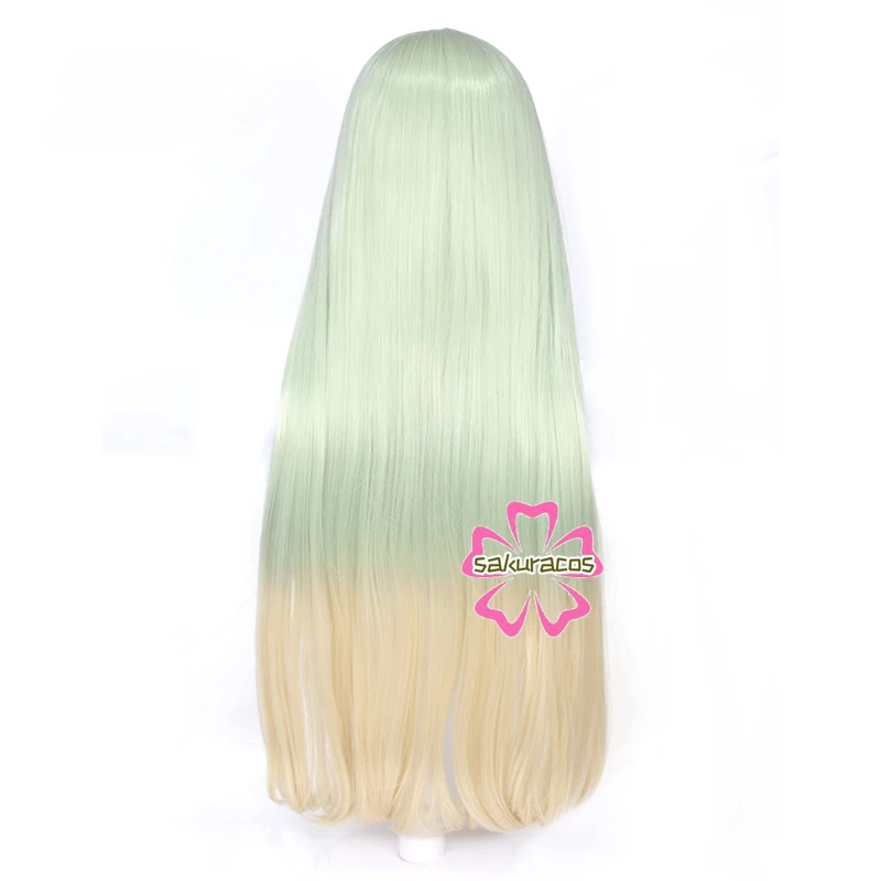 Saint Cecilia Wig The White Holy Woman and the Black Priest Cosplay 100cm Green Yellow Gradient Heat Resistant Synthetic Hair