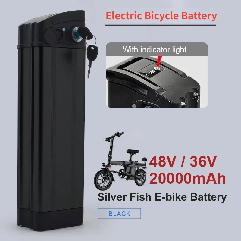 

R8 Electric Bicycle Battery 48V20Ah 25Ah Silver Fish Battery Suitable for Shengmiro MX20 GORTAT Q80 Folding Bicycle 1000W 1500W