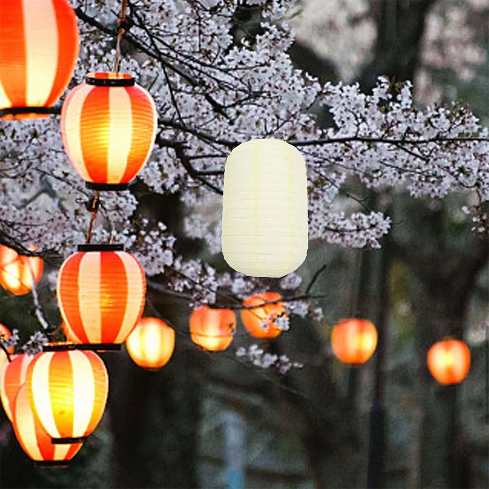 

4Pcs Traditional Japanese Lantern Decor Hanging Silk Light Shade for Cafe Sushi Bar Garden Decor Festive Asian Inspired Beige