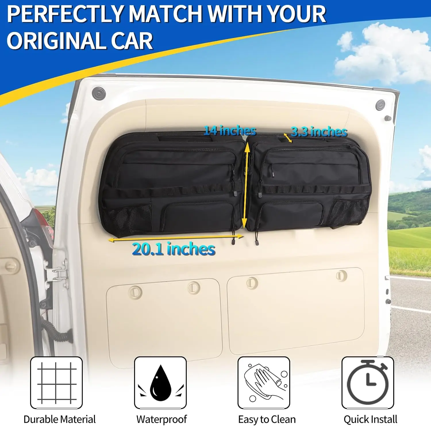 

Car Multi-Function Trunk Tail Door Window Storage Bag For Toyota Land Cruiser Prado FJ150 150 2010-2017 Offroad Tool Tidy Bag