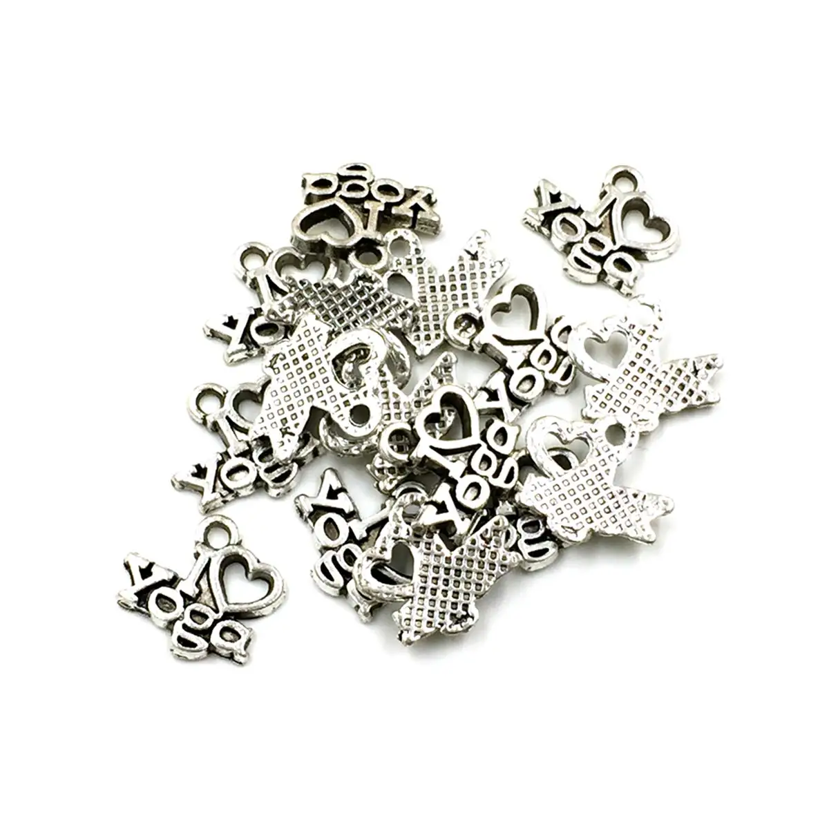 

100PCS Mini 14x13mm I love Yoga Charm Pendants Accessories for DIY Necklace Earrings Jewelry Crafts Souvenirs Making