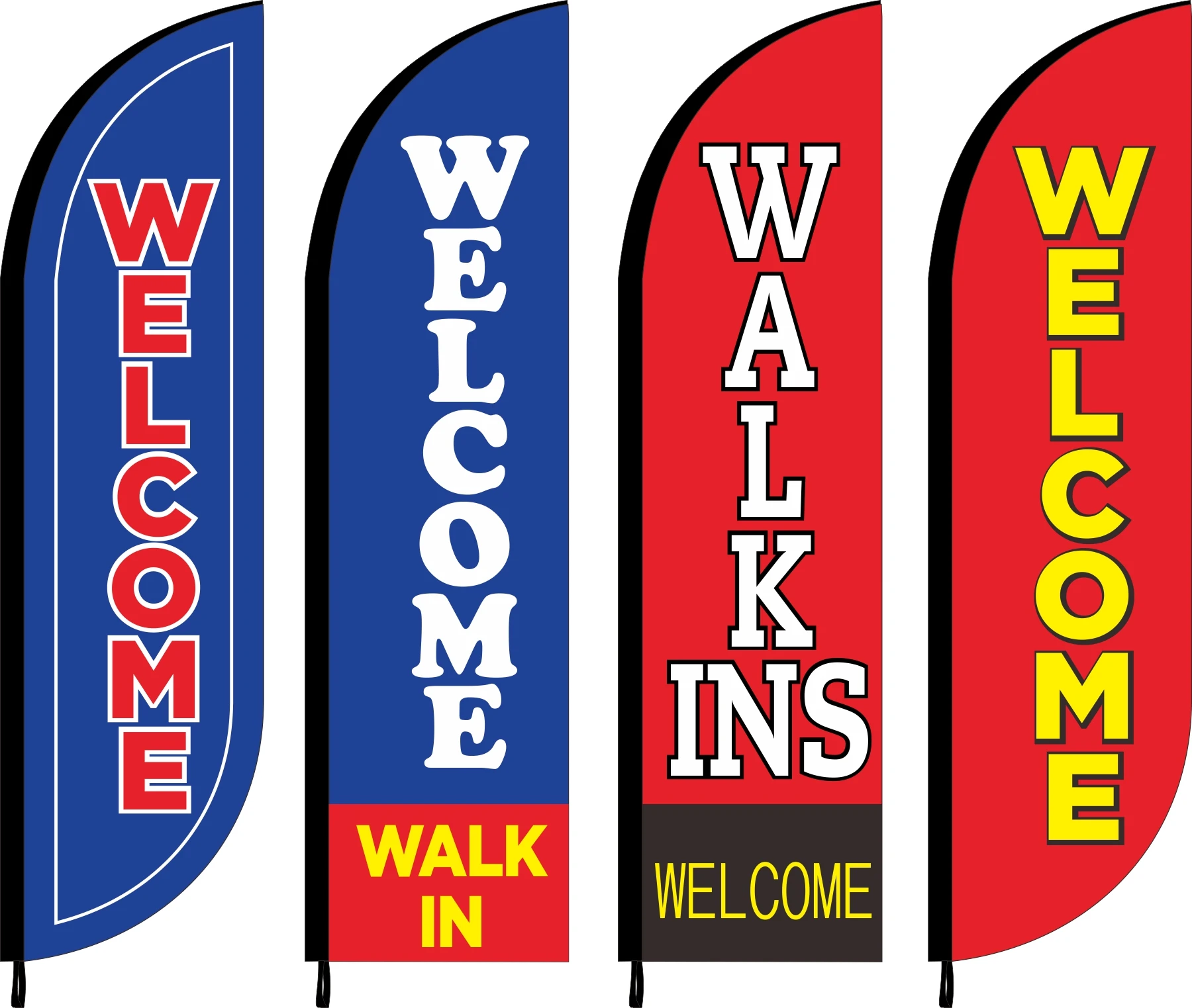 Open Welcome Walk Ins Feather Flag Beach Banner Store Sign Barber Salon Shop Coffee Pizza Car Wash Ouvert Abierto, Flag Only