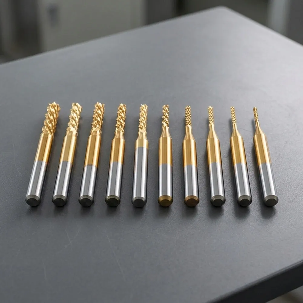 10Pcs 0.8-3mm Engraving Bits Set 1/8 Inch Shank End Mill For CNC Router PCB Carbon Fiber Wood Plastic Metalworking Tools