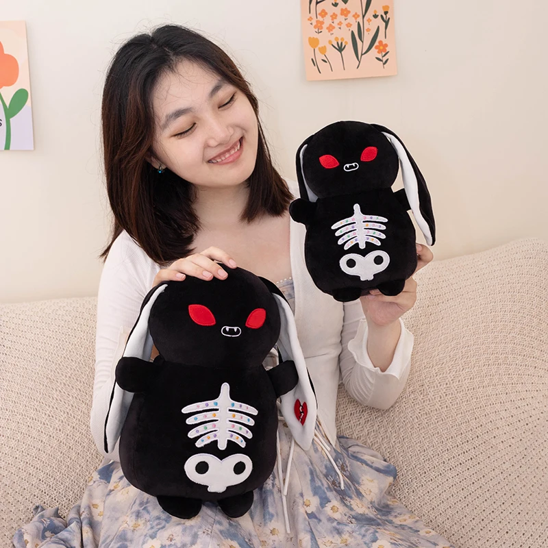 ZU 22/30 cm Gruseliger Goth Hase Plüsch Weiche Puppen Horror Plüschtier Tier Emo Kaninchen Spielzeug Halloween Geschenk Hallowmas Party Dekor – Detail 2