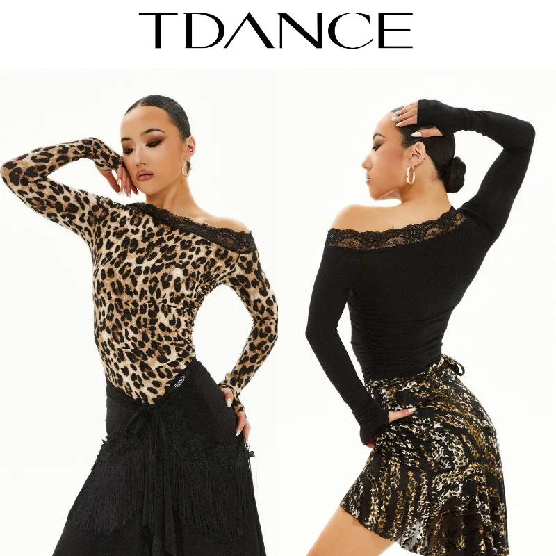 

Индивидуальное латинское современное тренировочное платье с наклонными плечами, кружевной топ, тренировочный женский топ для учителей, GL-80