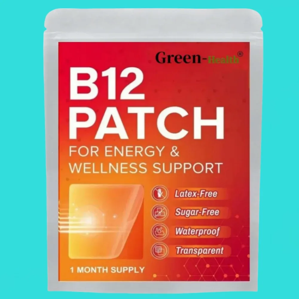 B12 Patch ( Of 30), Transdermal Patches Daily B12 Patches, Self-adhesive Natural Blend Patches, 1 Month Supply