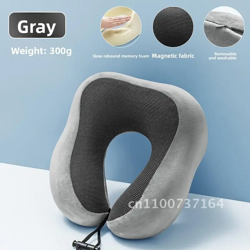

Memory Foam U-Shaped Neck Pillow for Car Air Travel Professional Gray/Blue/Pink Supportive Magnetic Therapy Removable Cover
