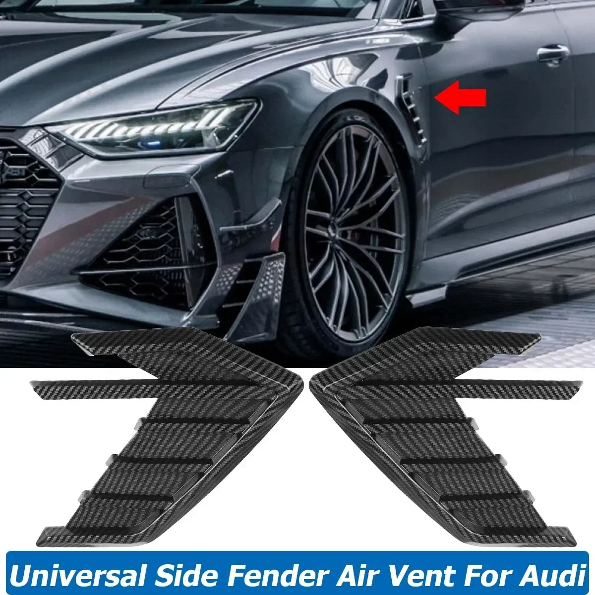 Universal For Audi A3 8V A4 B8 B6 Q5 Fit BMW Toyota Honda Side Air Fender Vents Trim Sticker Decoration Cover Car Accessories