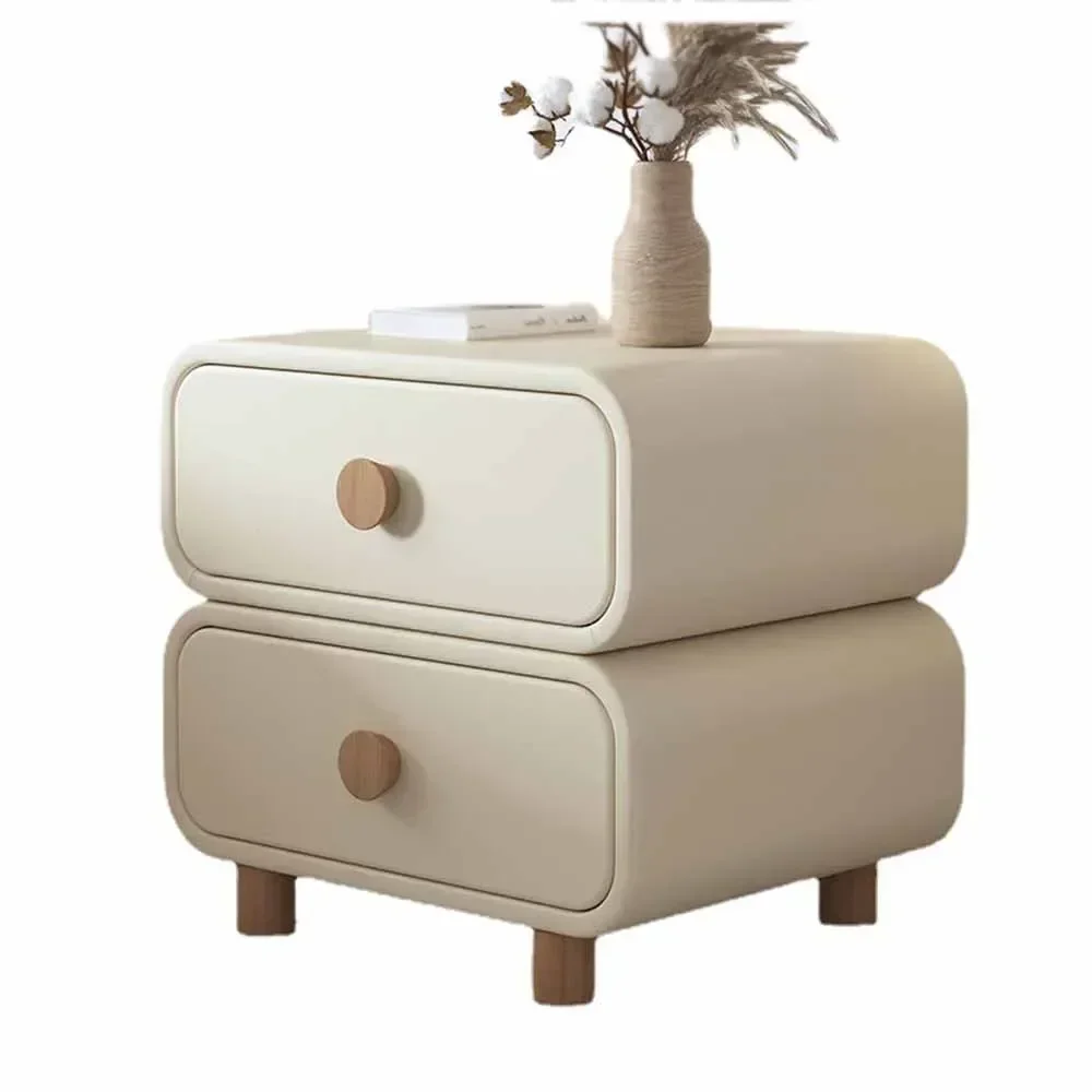 

Mini Nightstands Household Bedroom Double Draw Storage Design Microfiber Leather Anti-Scratch Wear-Resistant Bedside Furniture