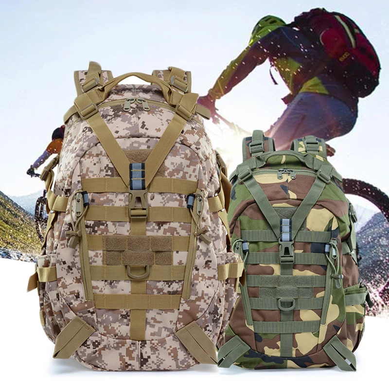 

40L Tactical Camping Backpack Waterproof Reflective Shoulder Strap Hiking/Climbing/Fishing Outdoor Gear Men's Travel Rucksack