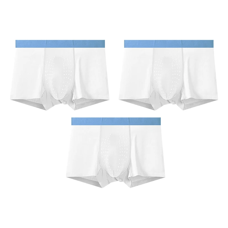 3PCS Men's Fashion Comfortable Cool Fitted Ice-Filled Flat-Front Briefs, Three Colors to Choose From