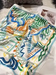 100% Silk Scarves Printing Service Designer Foulard En Soie Women Square Custom