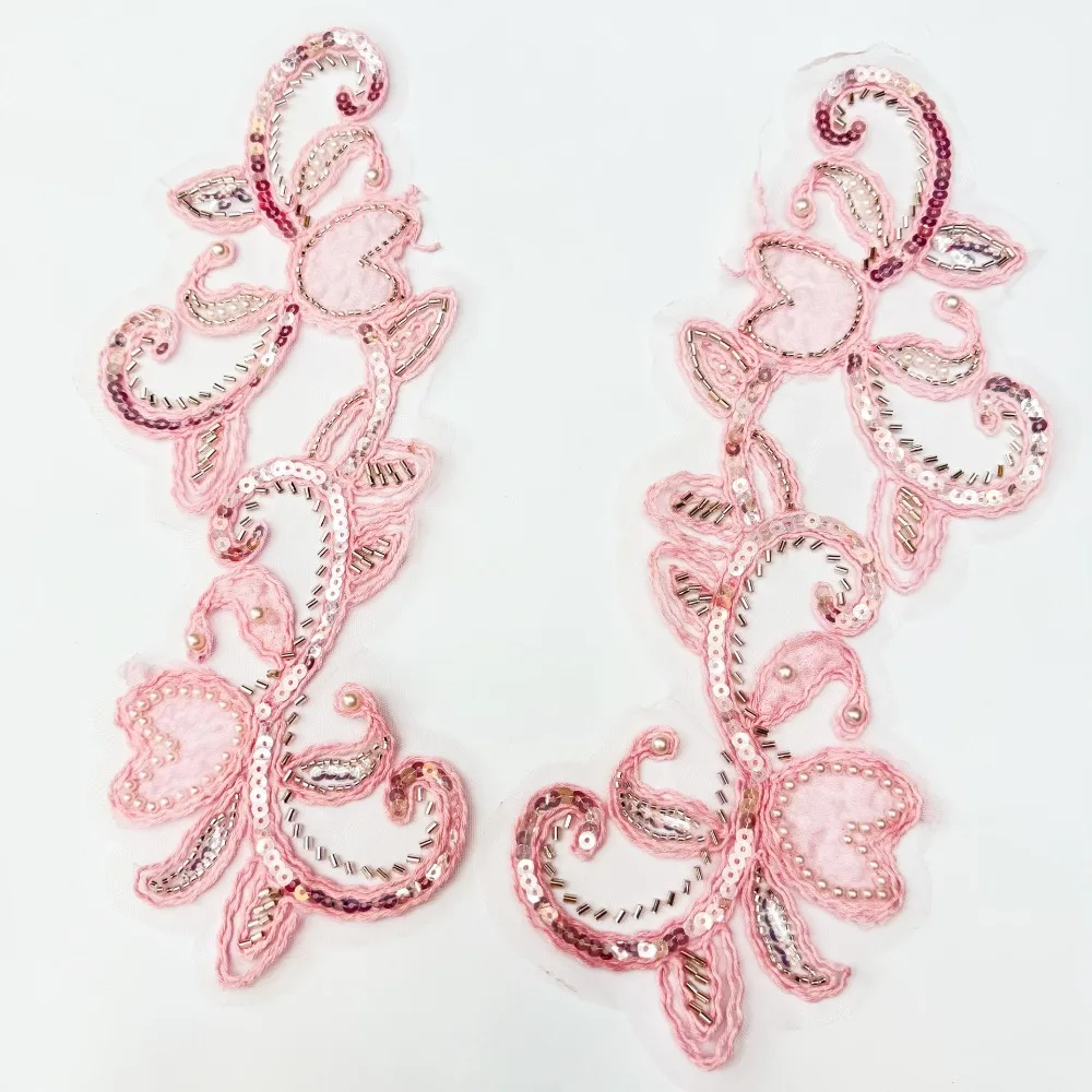 

2 Pieces of Flower Lace Stickers 3D Embroidery Lace Patches Sewing Wedding Dresses DIY Crafts Accessories Decoration