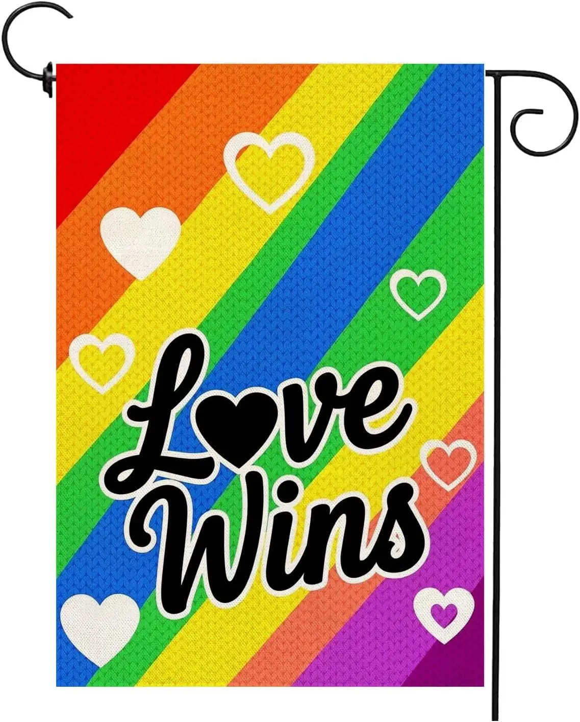 Pride Garden Flag 12x18 Inch, Rainbow Love Wins Double Sided Flag LGBTQ Community Parade Holiday Party for Yard Outdoor Deco kkz