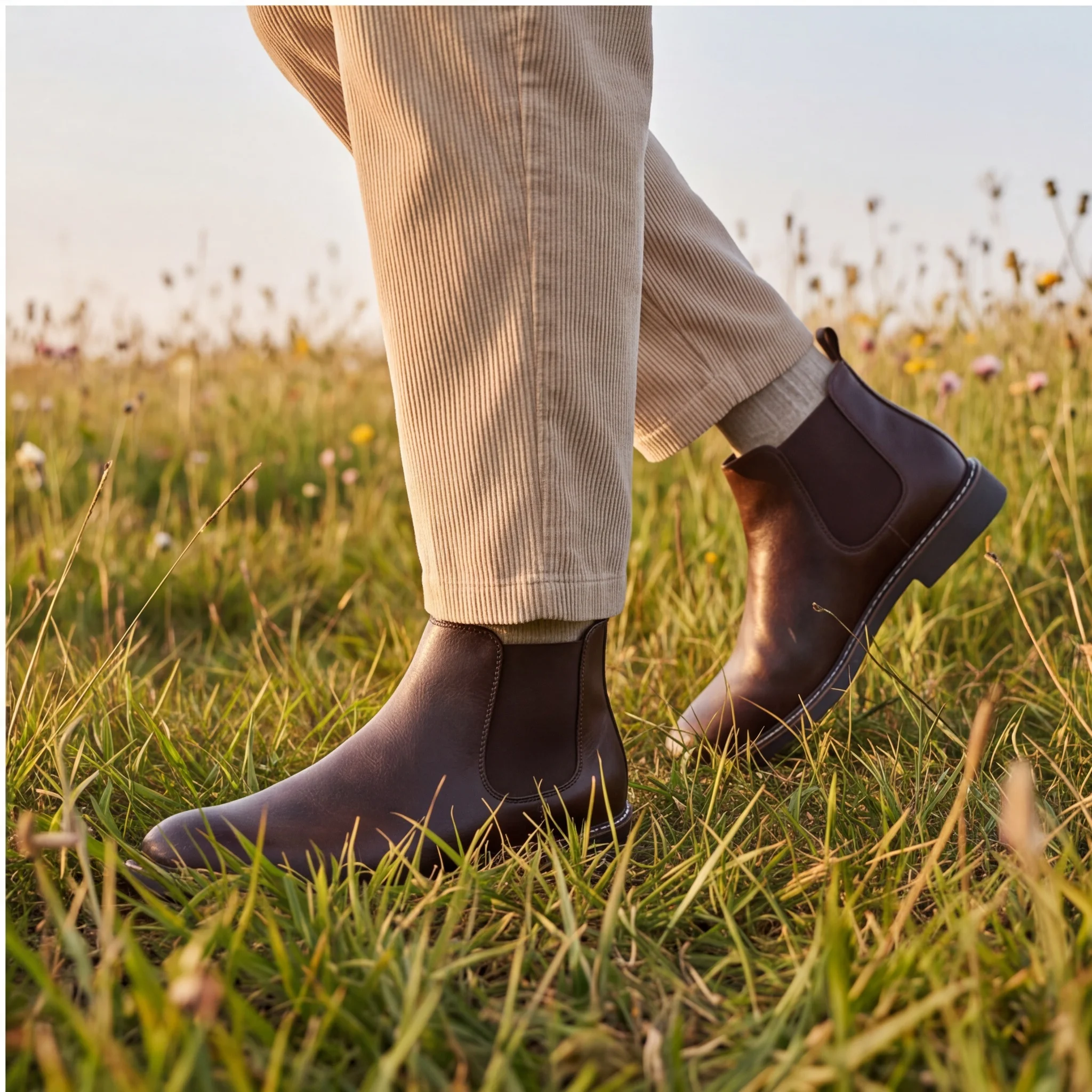 Chelsea-Stiefel für Herren mit Gummisohle, Herrenstiefel, Büro-Stiefel für Herren, Polyesterfutter, elastische Seitenklappen, zum Reinschlüpfen. – Detail 3