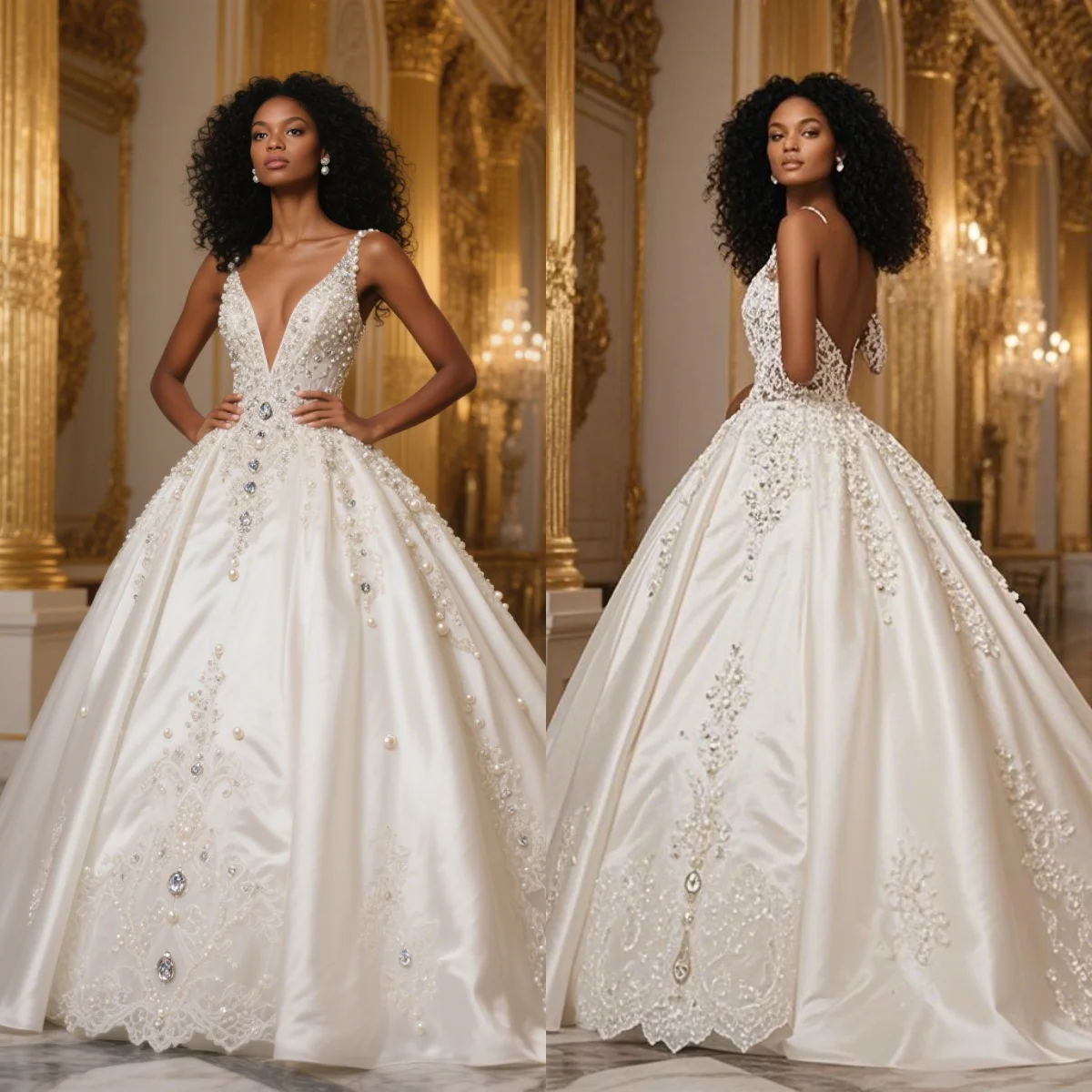 

Sexy V Neck A Line Wedding Dresses Elegant Sleeveless Beaded Lace Bridal Gowns Crystal Rhinestone Customized Robe De Mariée
