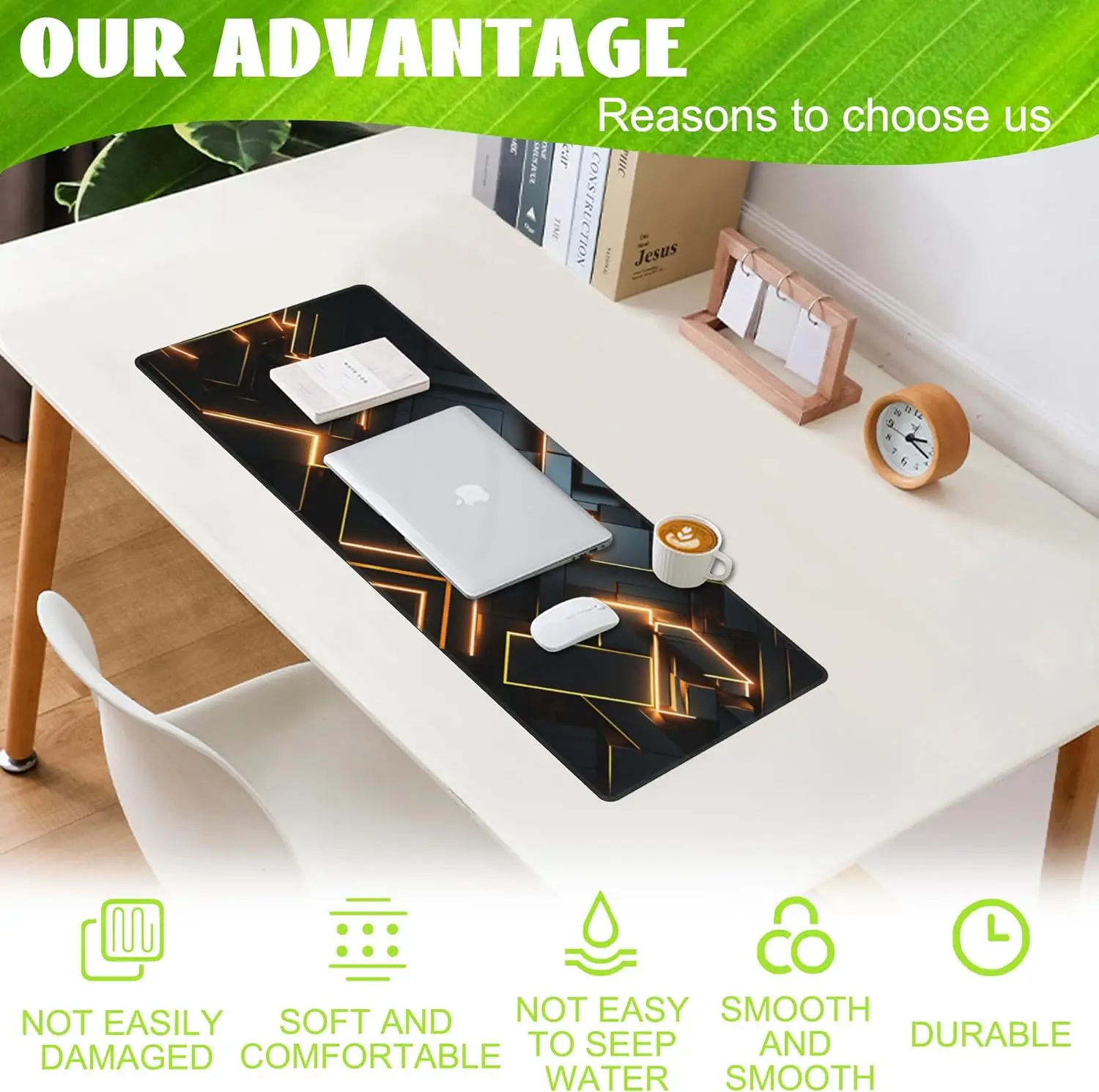 Golden Lines Technology Texture Gaming Mouse Mat Extended Computer Mouse Pad with Non-Slip Base and Stitched Edge 31.5x11.8 Inch