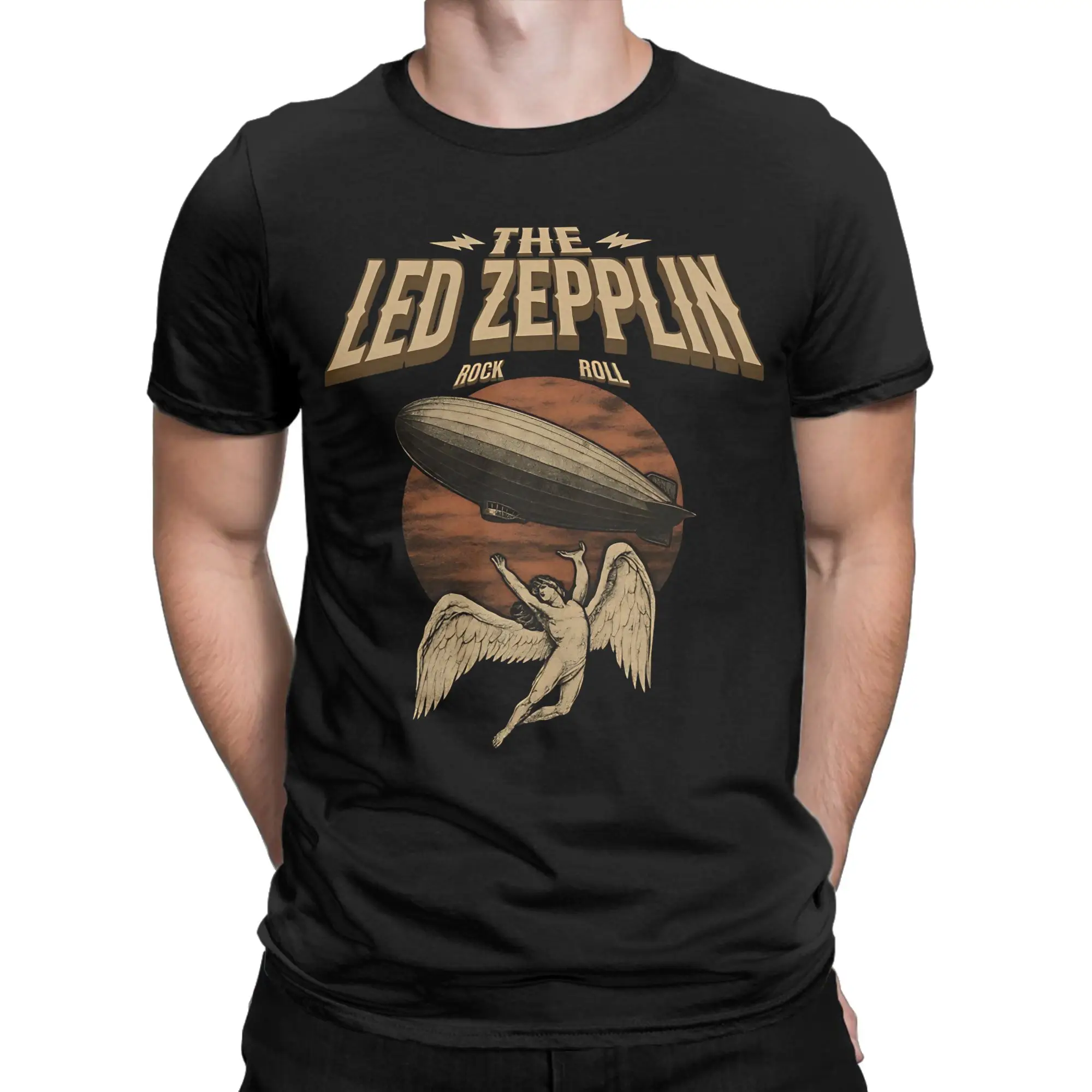 The Mother Ship Led Zeppelin T-Shirt Men  Streetwear T-Shirts Beach O Neck Hip Hop Tees Pattern Plus Size Clothes