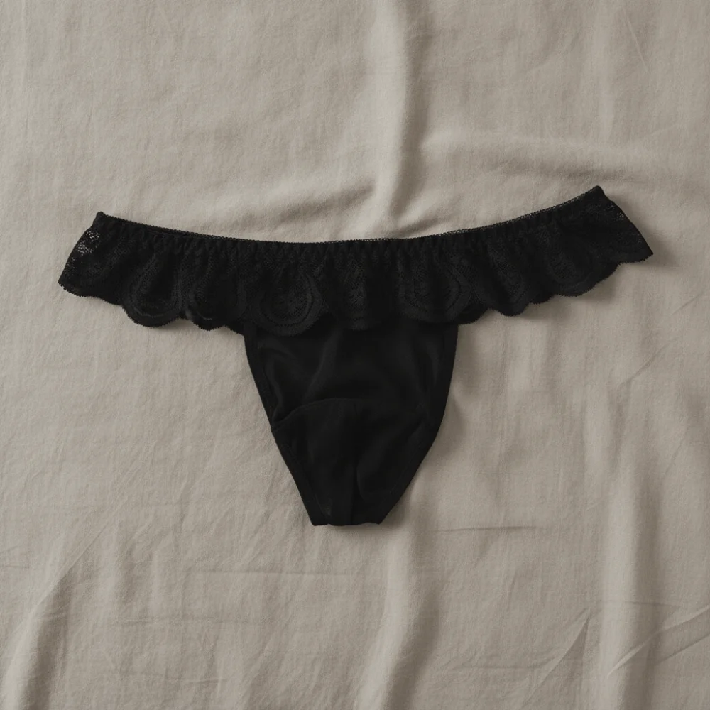 Comfortable Low Waist Men's Lace Thongs Underpants Thin Men's Mesh Lace Panties Ruffle Belt Lingerie Male Briefs Male