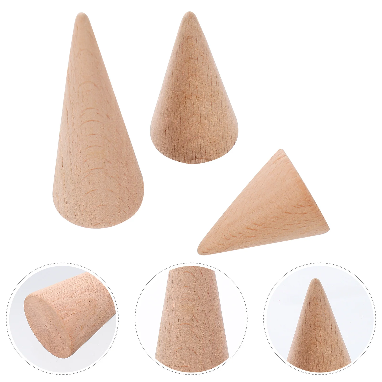 حامل حلقي خشبي مكون من 3 قطع، رف تخزين أنيق على شكل مخروطي، مثالي للاستخدام في متجر الزفاف والذكرى السنوية وأعياد الميلاد #5