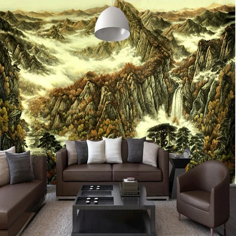 MU7976 Wall Mural Modern Art Hand Painted Leaves Fruit Murals Wall Cloth Dining Room Living Room Background Home Decor Wallpaper