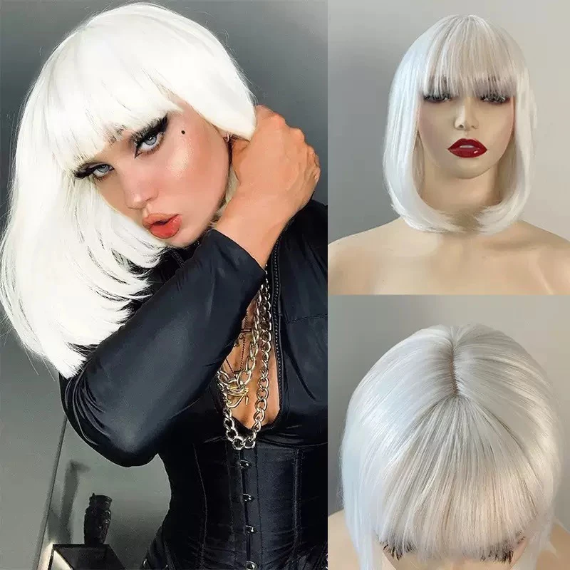 Cocktail Party Dame Mode Schulter Länge Haar Konzert Haar Zubehör Air Bangs Schlüsselbein Haar Ball Frau Kopfbedeckung Bob Haarschnitt