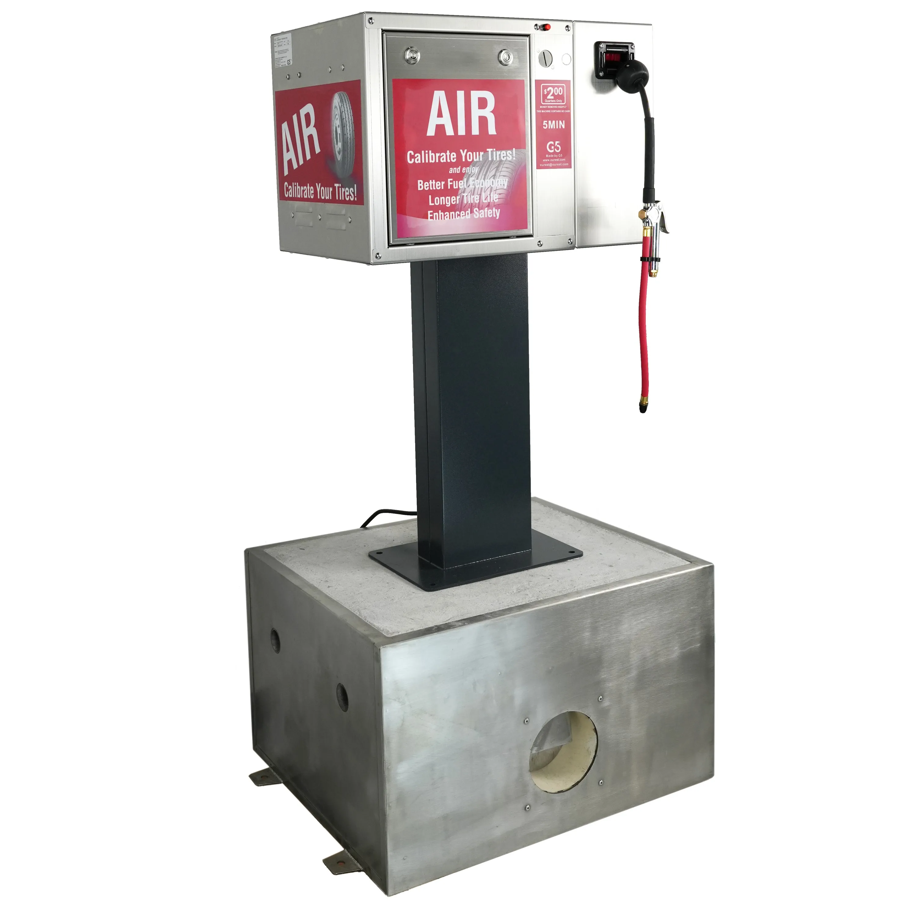 G5 CE Outdoor Card Coin Operated Digital Tyre Inflator Gas Station Tire Inflators with Built in Air Compressor With Air Reel