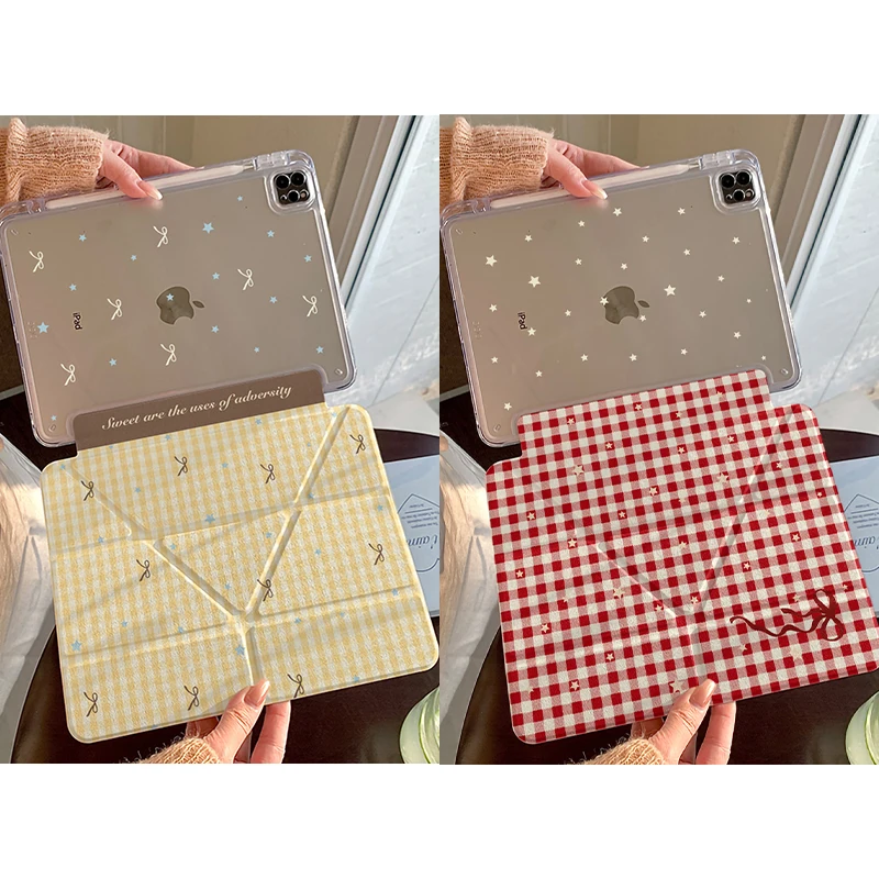 

Чехол с сетчатым узором и звездным бантом для iPad Pro 11 M2 M3 M4 M5 A16 2025 Air 4 5 6 7 12.9/13/9.7/10.2/10.5/9.7 дюймов 5-го, 6-го, 7-го, 8-го, 9-го, 10-го, 11-го поколений