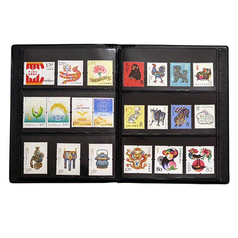 Postal Stamp Collection Album Book 20 Sheets Double Sided Stamp Collecting Storage Bag Empty Stamp Collection Booklet