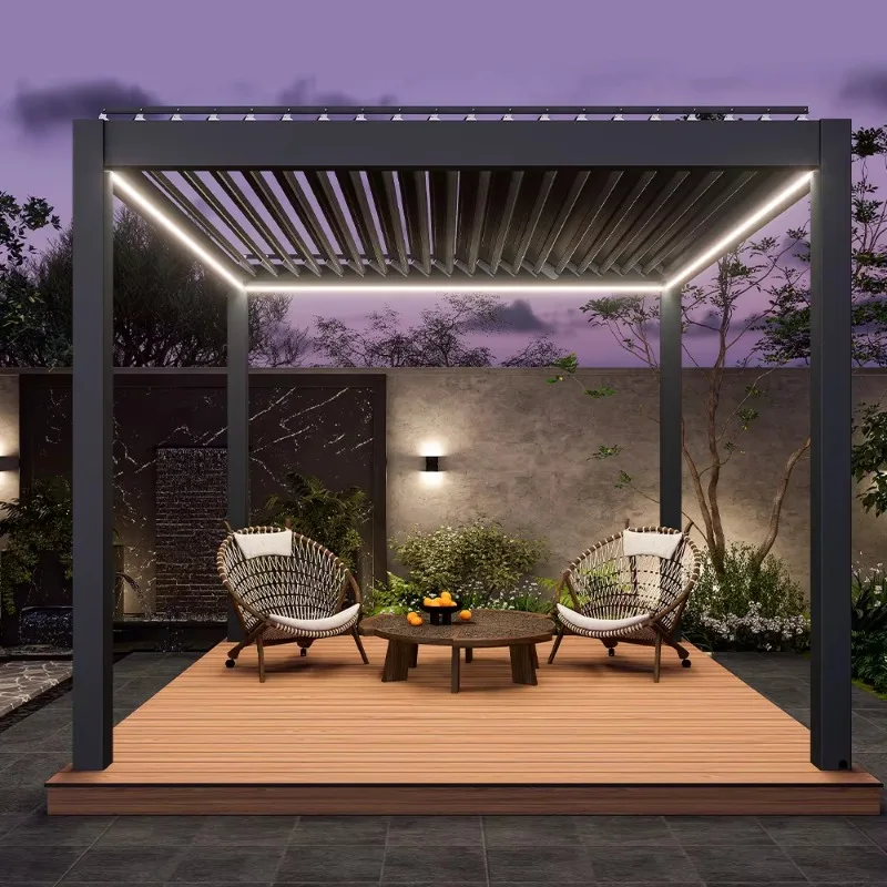 Customized DIY Modern Pergola Motorized Louver Fancy Retractable Louvered Roof Bioclimatic Pergola Summerhouses
