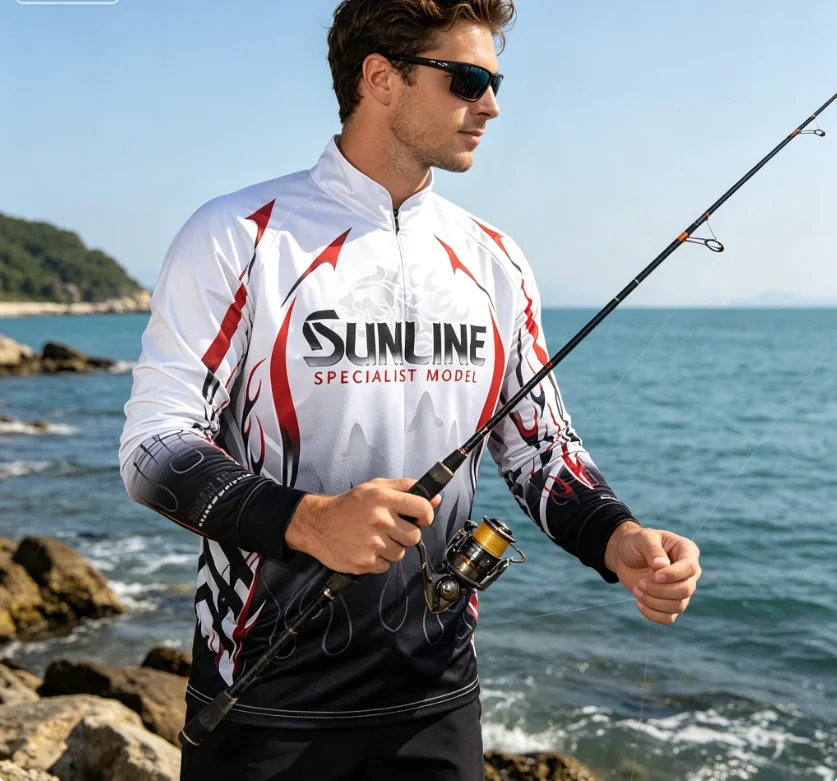 S-5XL Summer SUNLINE Fishing Clothing  Long Sleeve Fishing Shirt  Sun Protection Anti-mosquito Anti-uv Breathable Outdoor Sports
