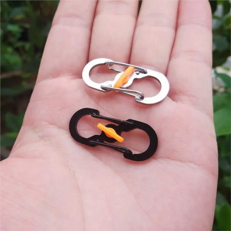 1/5/10Pcs Outdoor Camping S Type Carabiner With Lock Mini Keychain Hook Anti-Theft Outdoor Camping Backpack Buckle Key-Lock Tool