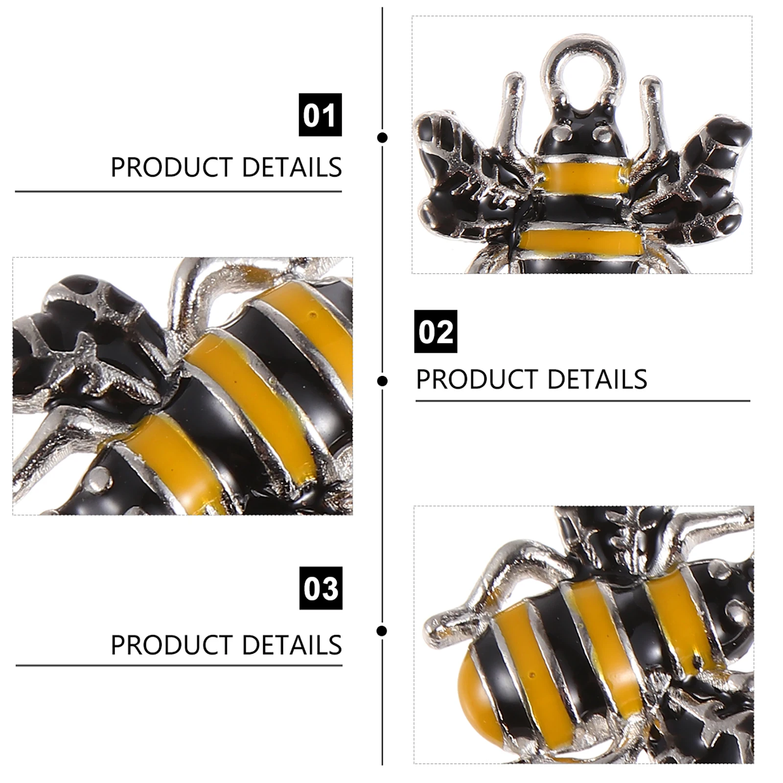 

10pcs Bee Pendant Necklace Alloy Charms Small Hole DIY Jewelry Making Christmas Accessories Unique Craft Projects