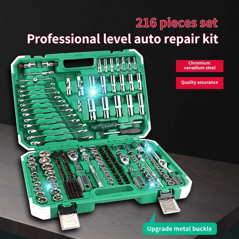 216pcs 소켓 렌치 도구 상자. 래칫 렌치 도구 세트, 빠른 래칫 렌치의 소켓 세트 - 썸네일 3