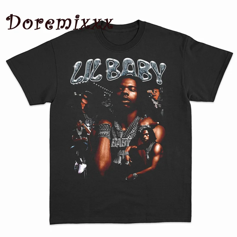 Hip Hop Rapper Lil Baby T Shirt Vintage T Shirts Men Graphic Tee Shirt Oversized Cotton Short Sleeve Male T-shirts Streetwear