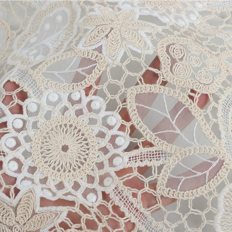 

Water Soluble Embroidered Lace Mesh Fabric for Sewing Dress Clothes DIY Handmade Crafting Designer Fabric