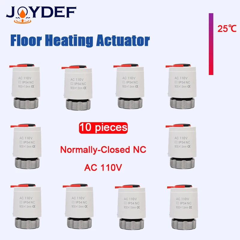 10piecse Heating 110V normally closed  electric floor heating actuator TRV constant temperature radiator - valve