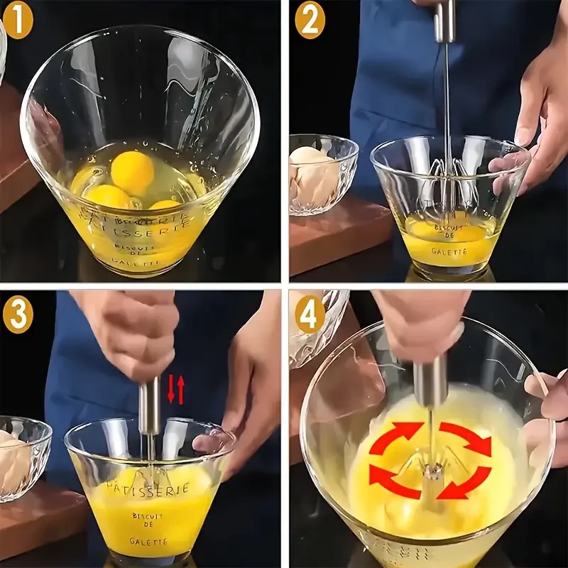 Stainless Steel Semi-automatic Egg Beater Multifunctional Whipping Cream Effortless Baking And Egg Beater Manual Kitchen Tools