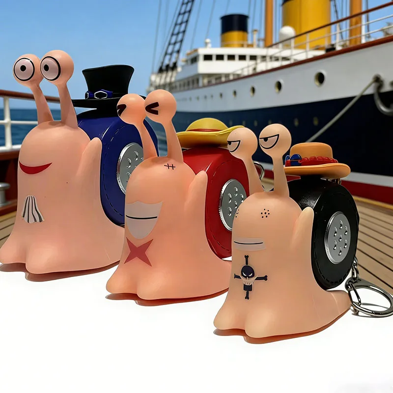 

Anime One Piece Den Den Mushi Model Toys Mini Cartoon Luffy Sabo Ace Snail Shaped Toy Can Sound Recording Toys Keychain Pendant