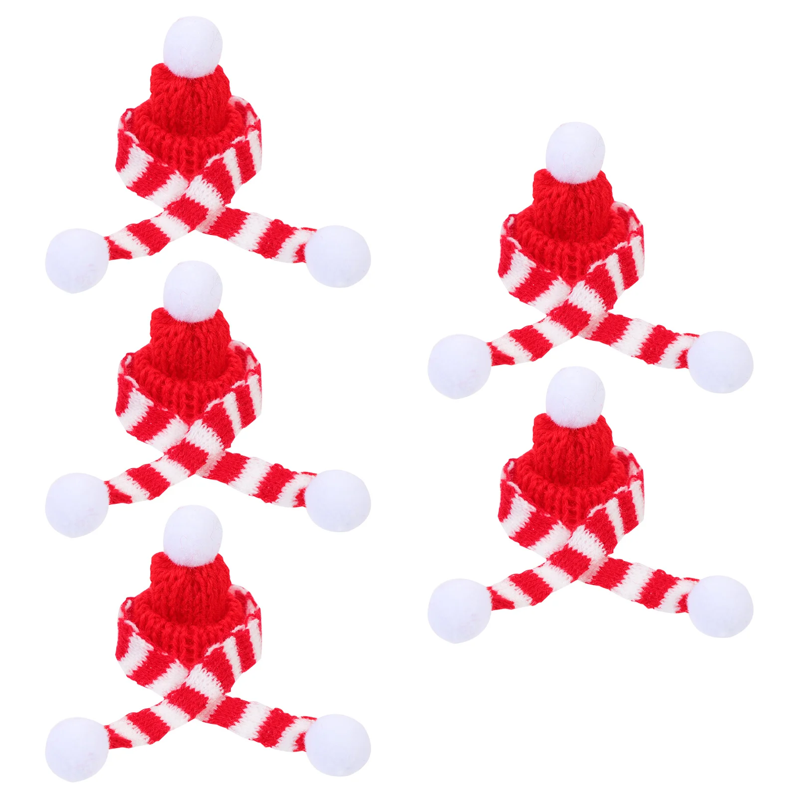 

5Sets Woolen Yarn Mini Scarves Hats Christmas Wine Bottle Decoration Xmas Party Ornament Wine Bottle Covers Xmas Party Ornament