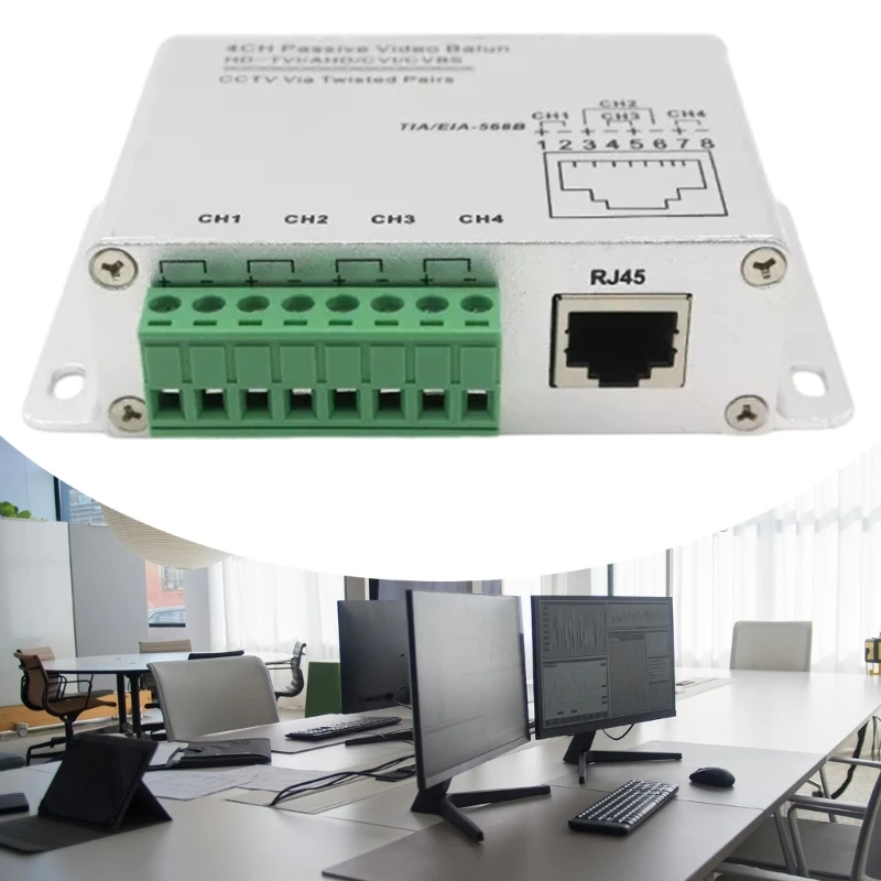 CVI AHD 카메라용 패시브 4 채널 비디오 발룬 트위스트 쌍을 통한 CCTV UTP 비디오 발룬 4 채널 수신기 BNC to UTP