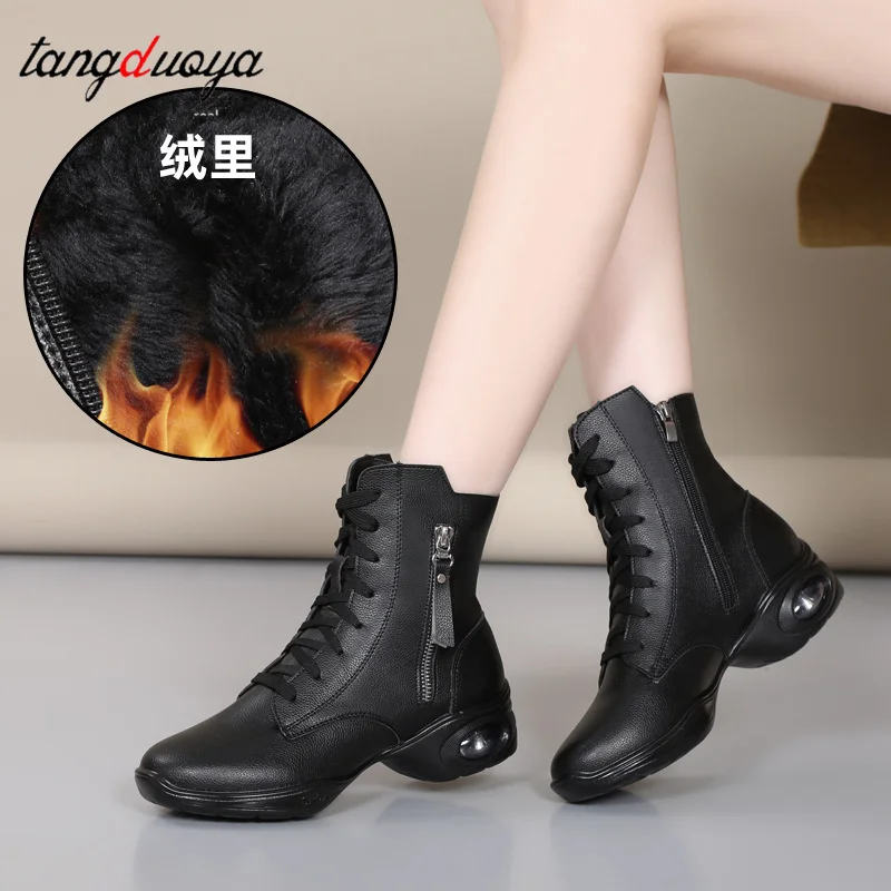 New dance boots women's jazz modern dance shoes outdoor women's square dance shoes white black Wine Red sports boots size 34-42