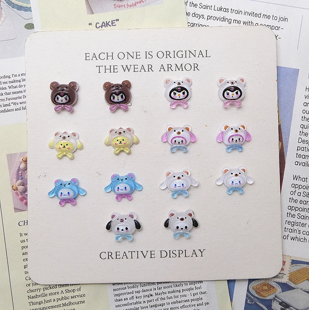 

20Pcs Kawaii Sanrio Cinnamoroll Kuromi My Melody Nail Art Decor Cartoon Pochacco Pom Pom Purin Resin Diy Manicure Accessories