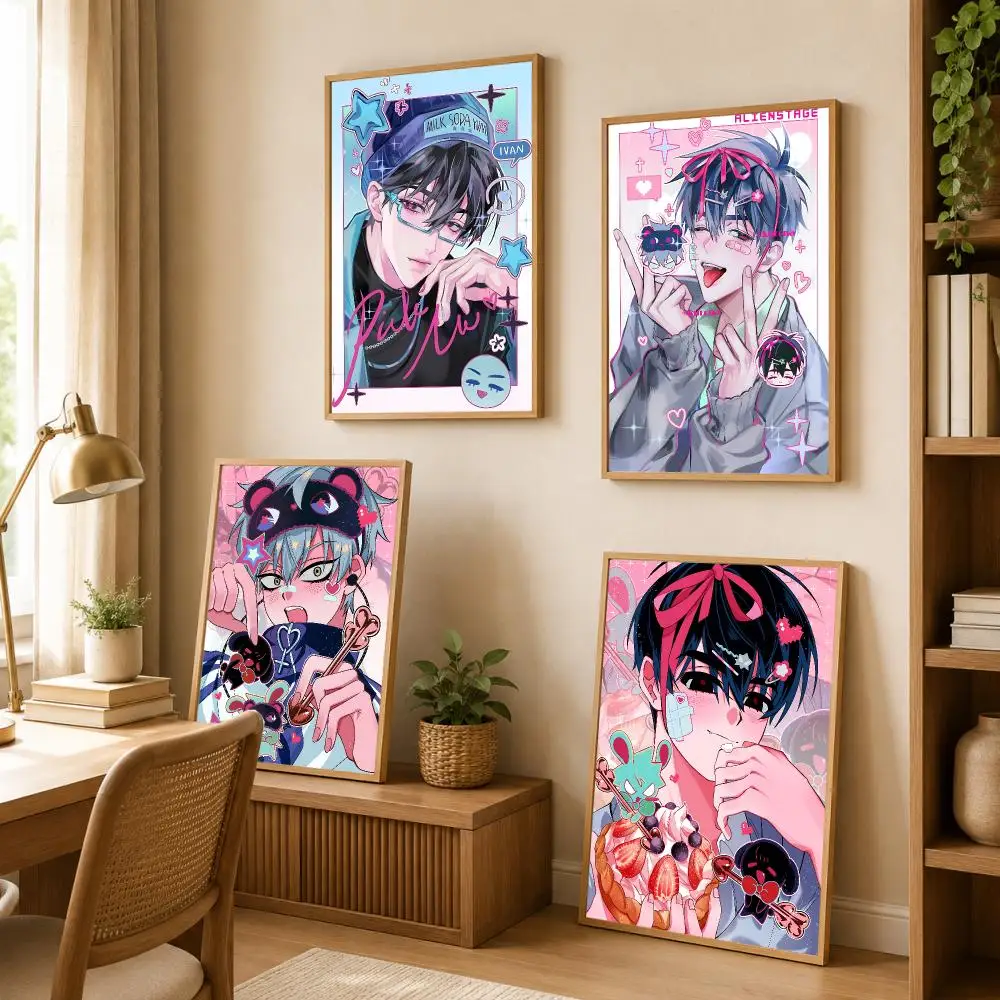 A-ALIEN STAGE Anime Poster Modern Art Wall Stickers HD Painting Self Adhesive Wall Decals for Bedroom Living Room Home Decor