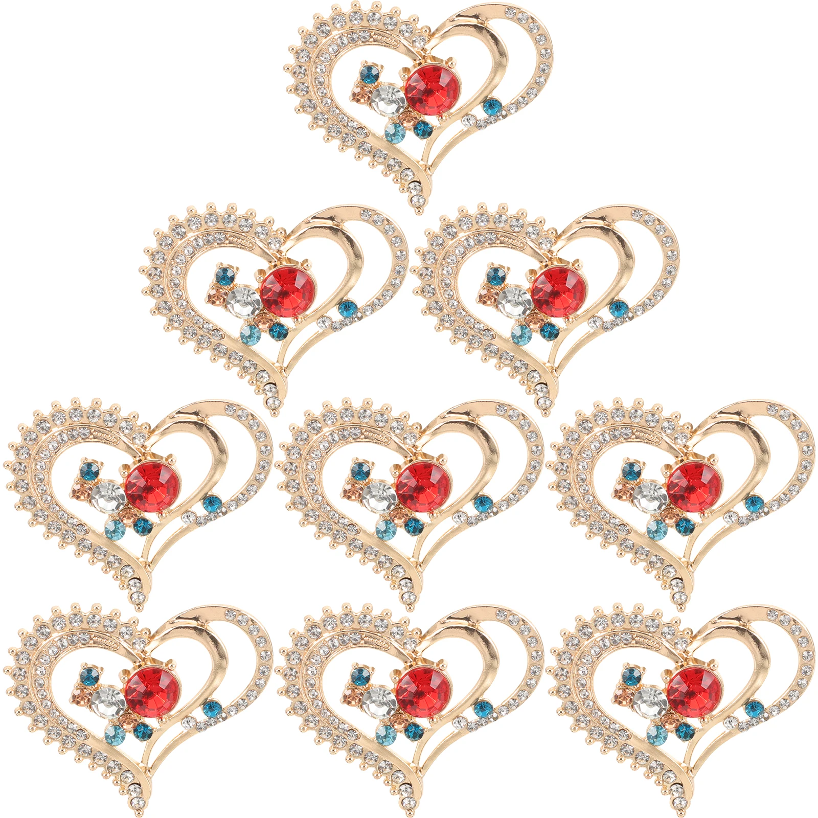 

10 Pcs Rhinestone Heart Applique Decor Cloth Sticker Alloy Shoes Garment Patches Sewing Supplies Clothing Accessories
