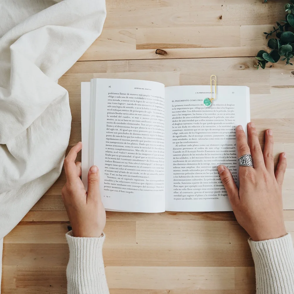 6Pcs Metal Glass Paperclips Book Marking Clips Page Holders for Notebooks Scrapbooks Files Office Organization Students School