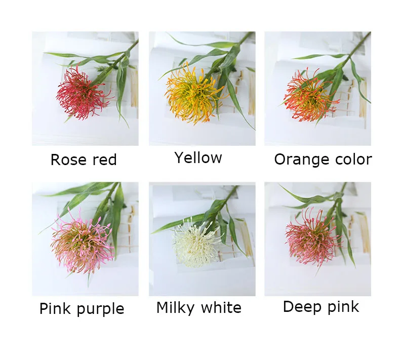 5 teile/paket 6-Blatt Nadel kissen Blume künstliche Plastik blumen Hochzeits dekoration Home Party Blumen zubehör Fotografie Requisiten – Detail 4