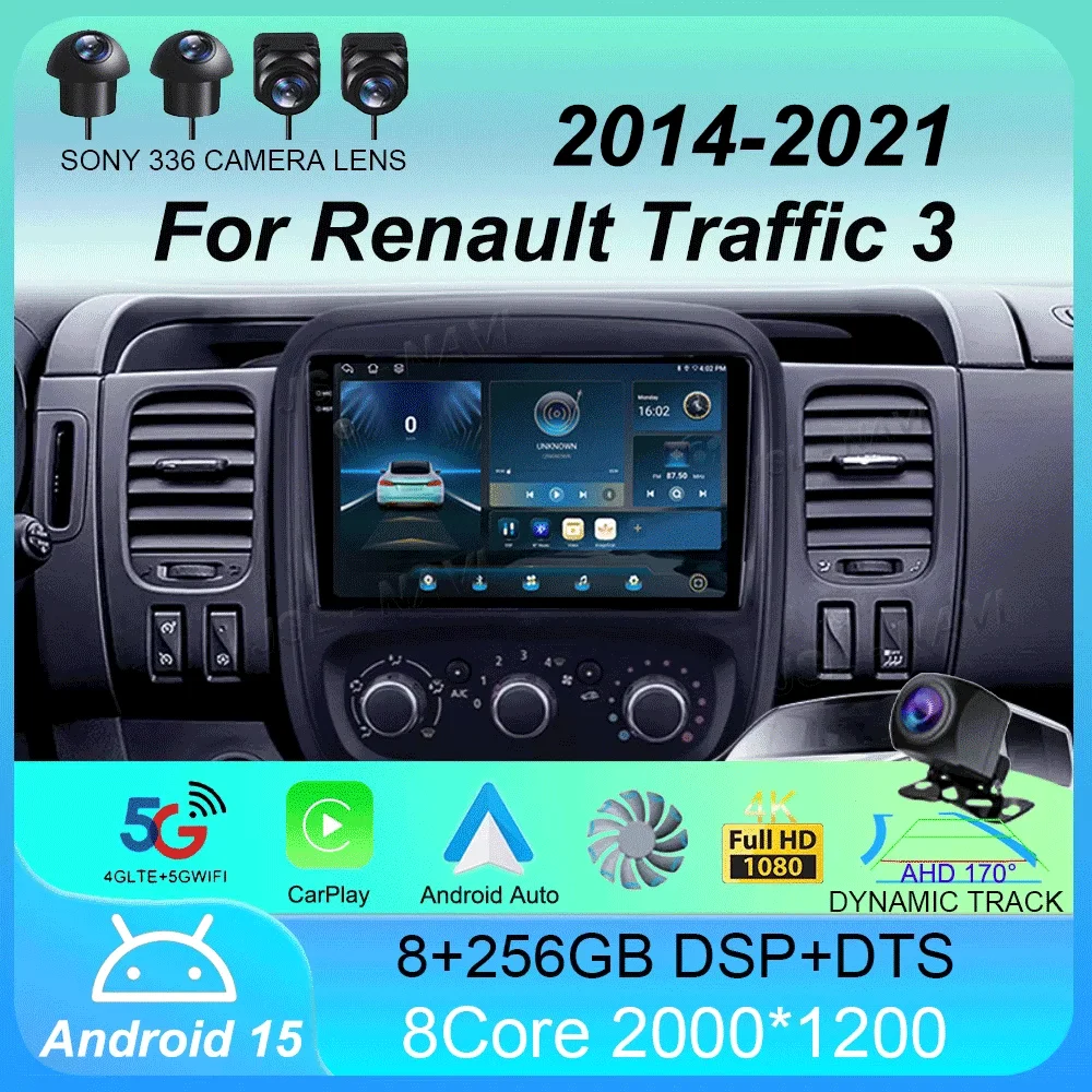 

Android 15 Auto For Renault Traffic 3 2014-2021 For Opel Vivaro B 2014-2018 Multimedia Video Car Radio Player Navigation GPS DSP