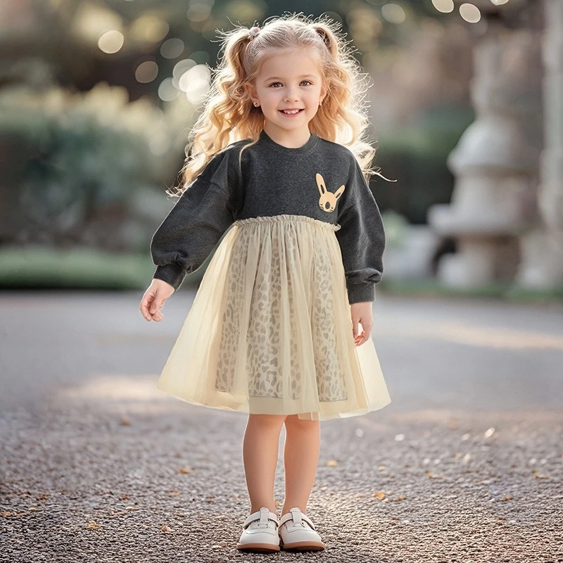 

Cute Princess Dress for Girls Autumn Mesh Children's Dress 2025 Autumn Party Gift for Daughter