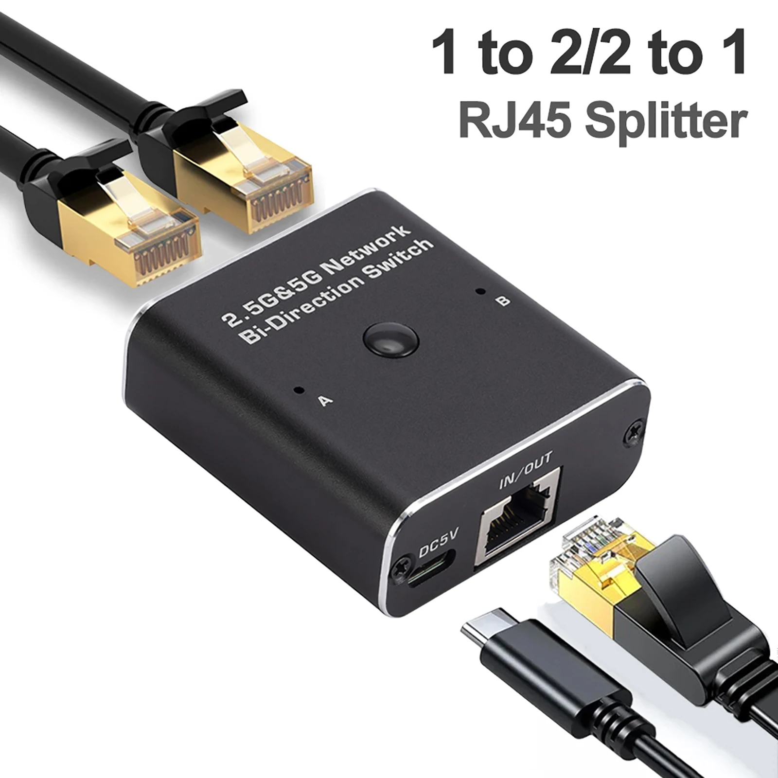 Rj45 Splitter 1 to 2 2 to 1 Gigabit Ethernet Adapter Internet Network Cable Extender Rj45 Connector for PC TV Box Router Sharer